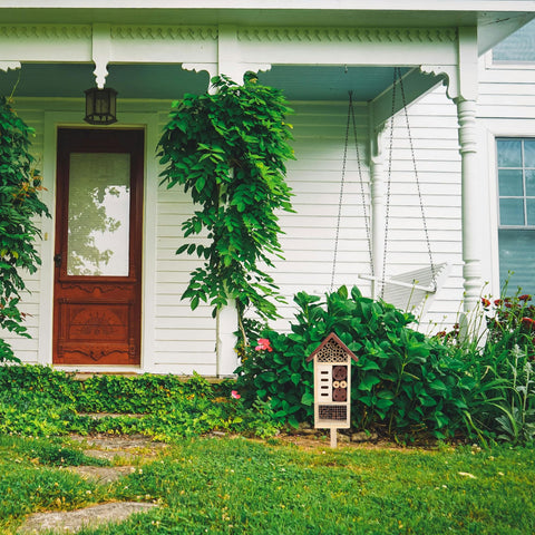 Lulu Home hanging loop and ground stake offer flexible placement.