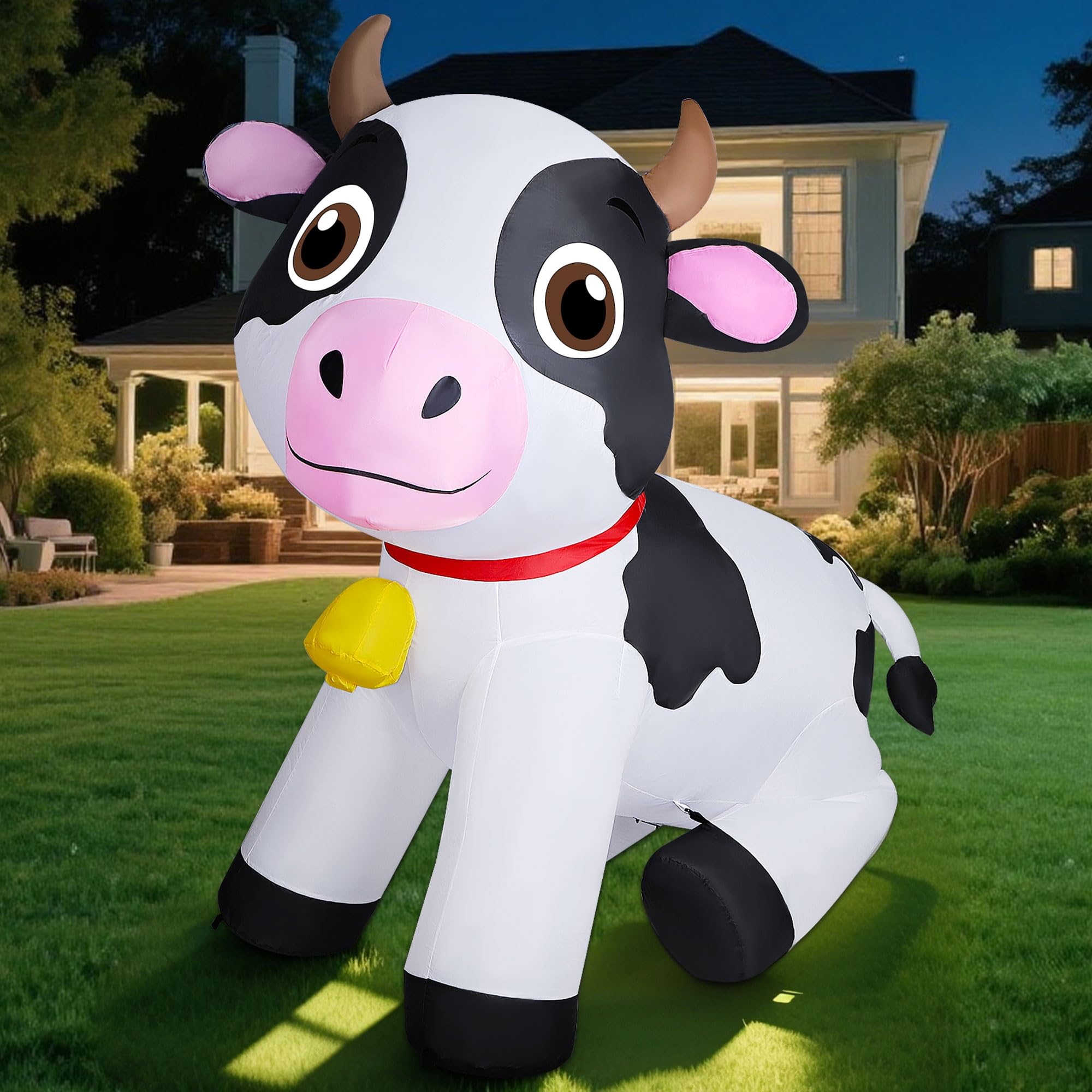 Lulu Home inflatable cow bell detail adds playful charm to displays.