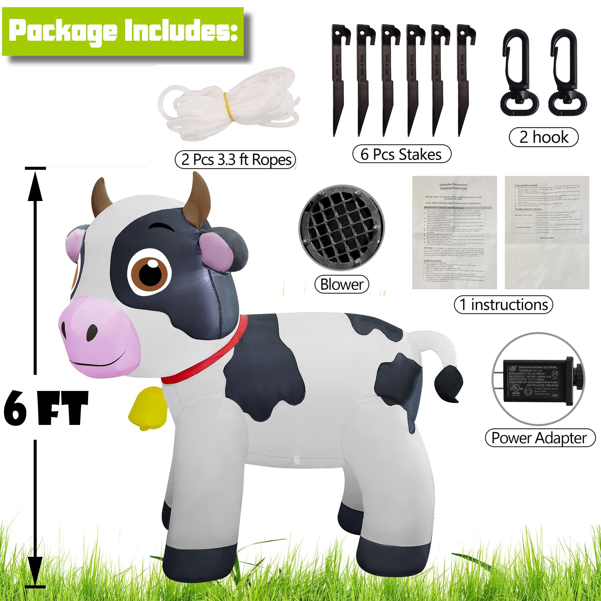 Lulu Home inflatable cow LED lights brighten nighttime celebrations.