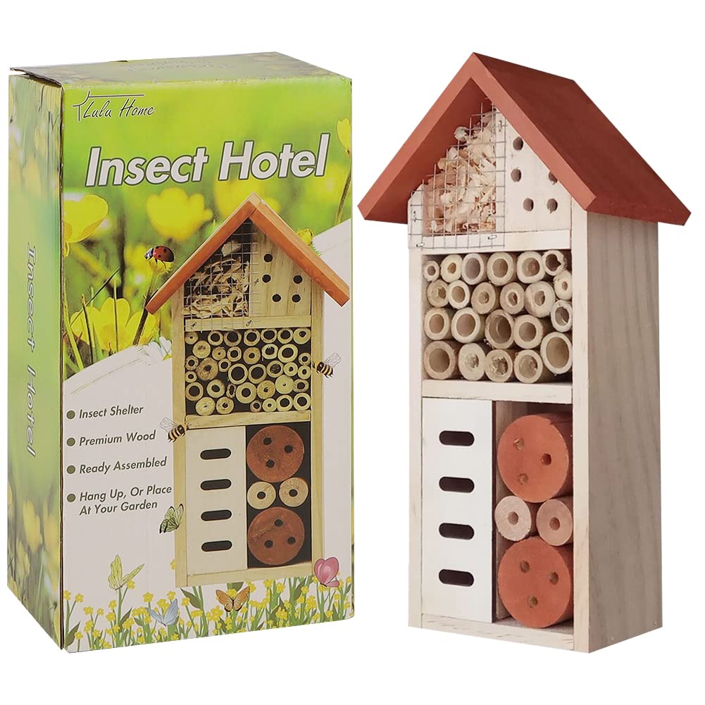 Lulu Home insect house side view showing the hanging loop for easy placement.