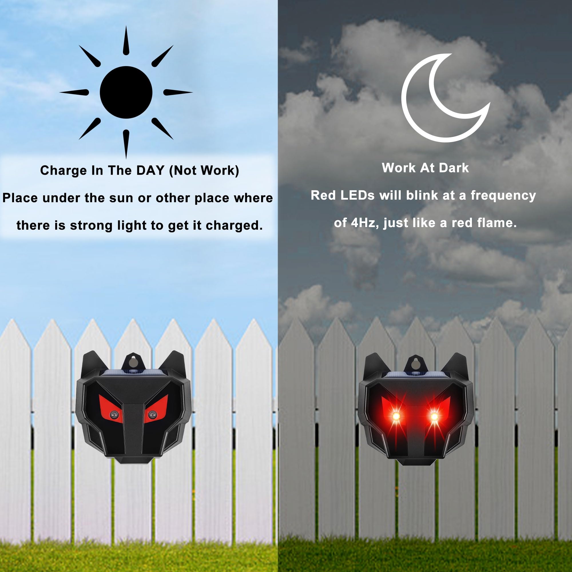 Lulu Home red LED flashing lights provide night-time deterrence.