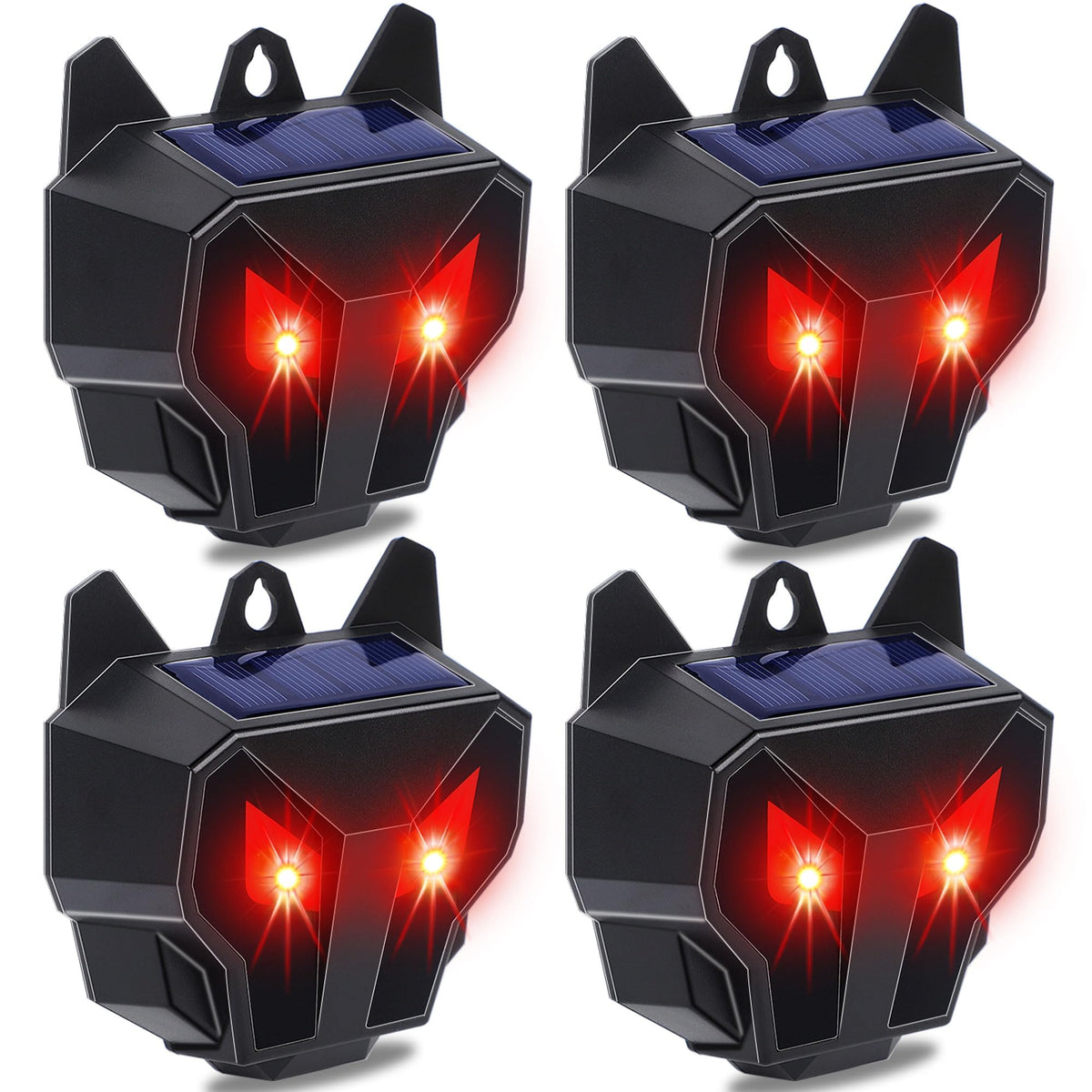 Lulu Home solar animal deterrent with flashing eyes deters nocturnal intruders.