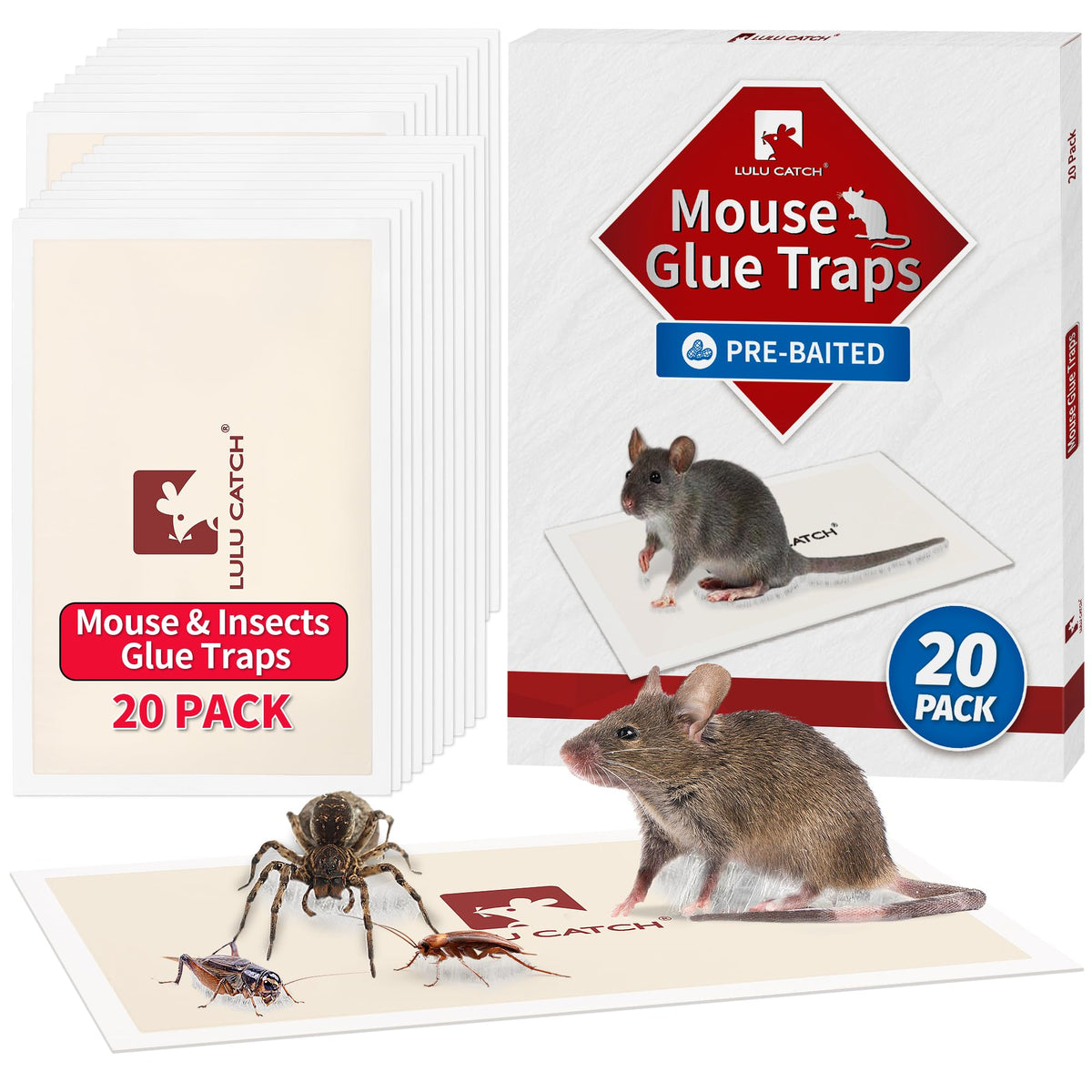 LULUCATCH 20-pack pre-baited sticky traps for indoor pest control