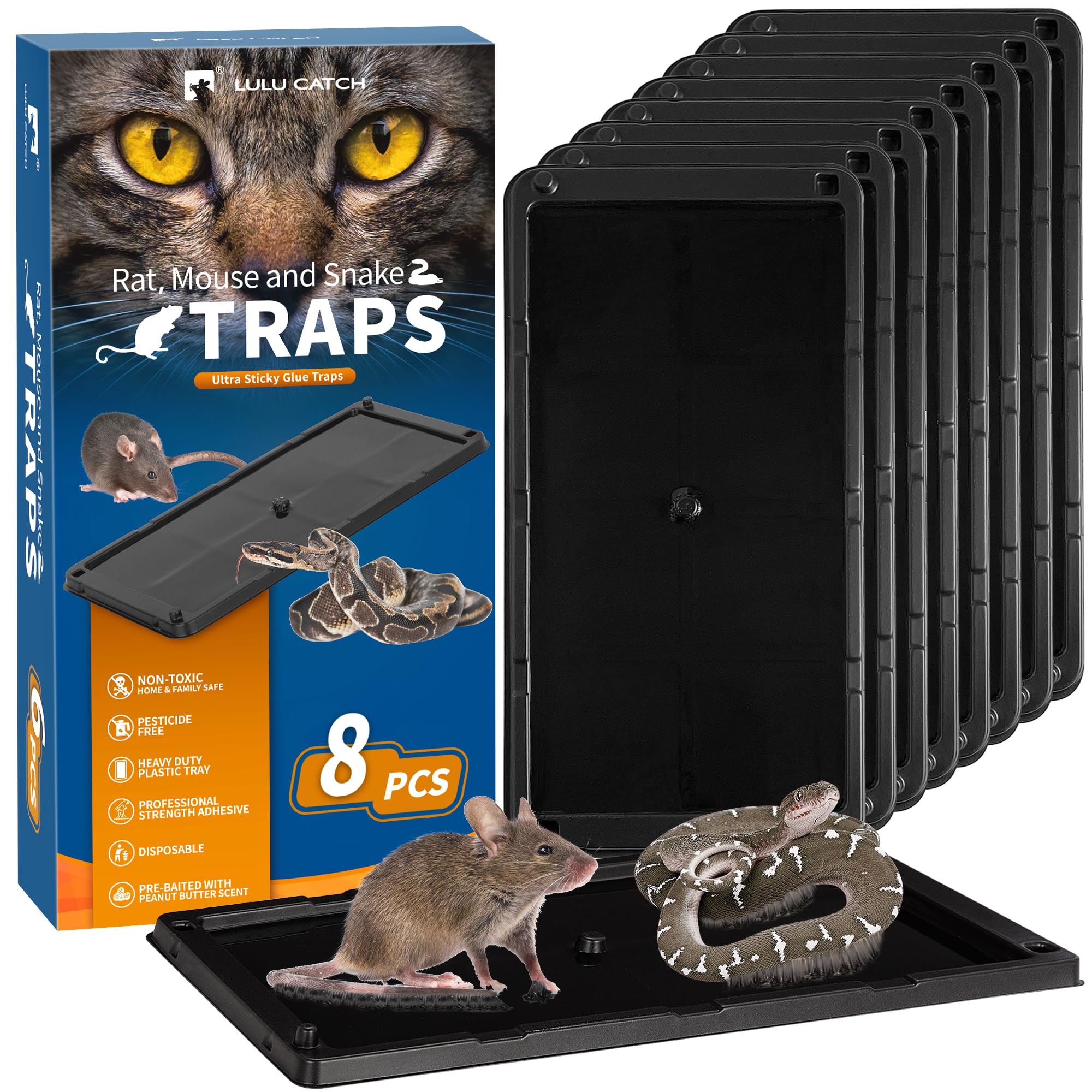 LULUCATCH Glue Trap prebaited 8-pack for simple home pest control.