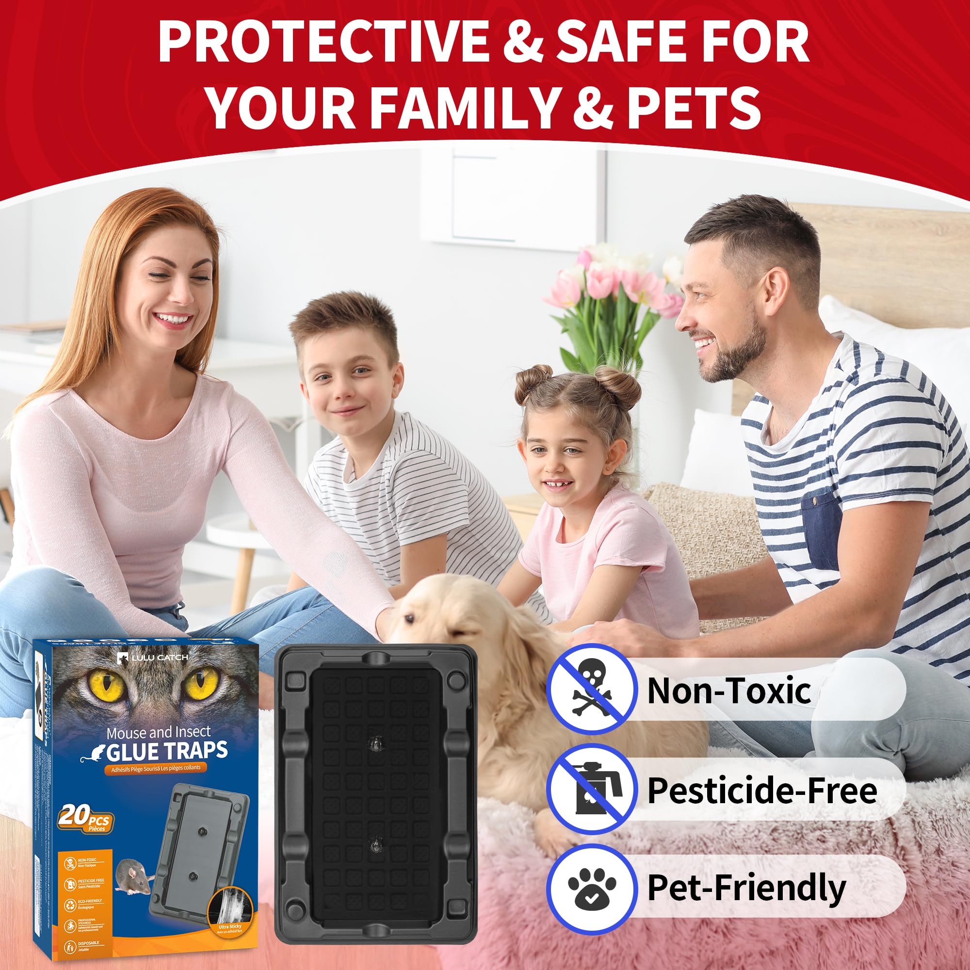 LULUCATCH glue traps targeting lizards, crickets, and spiders when placed correctly.