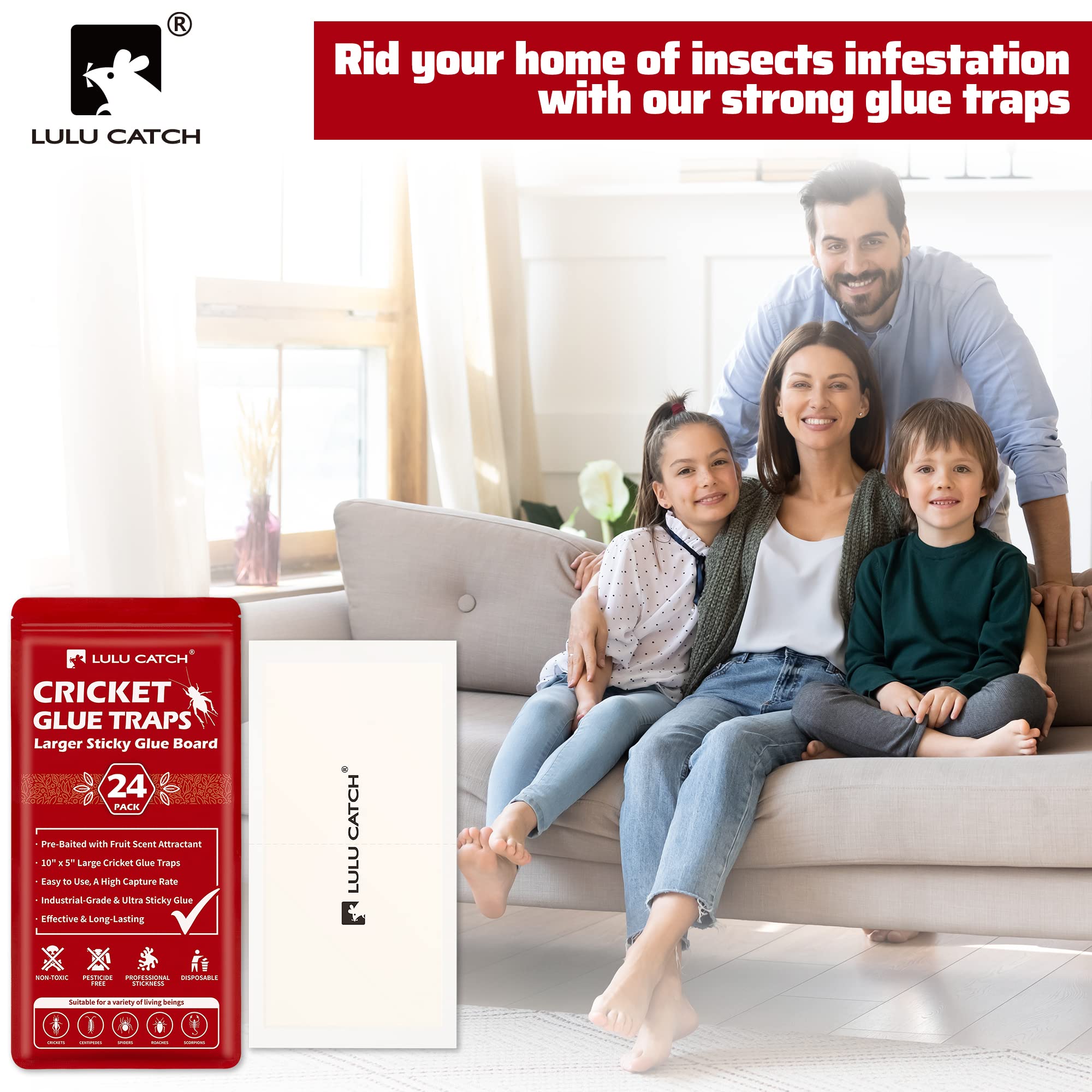 LULUCATCH indoor pest control board blends discreetly into home environments.