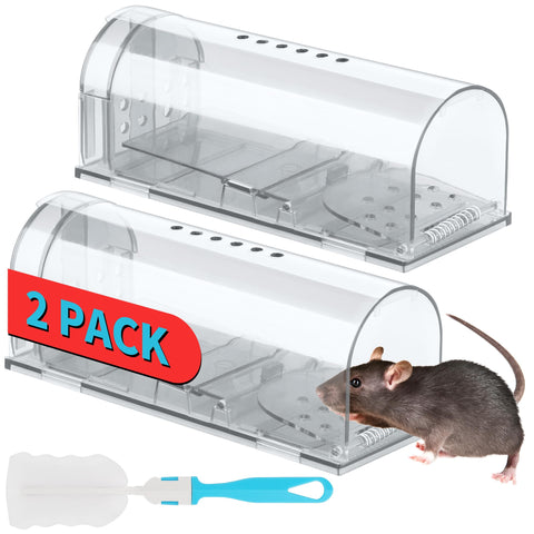 LULUCATCH 2-pack front view of humane mouse traps for home use.