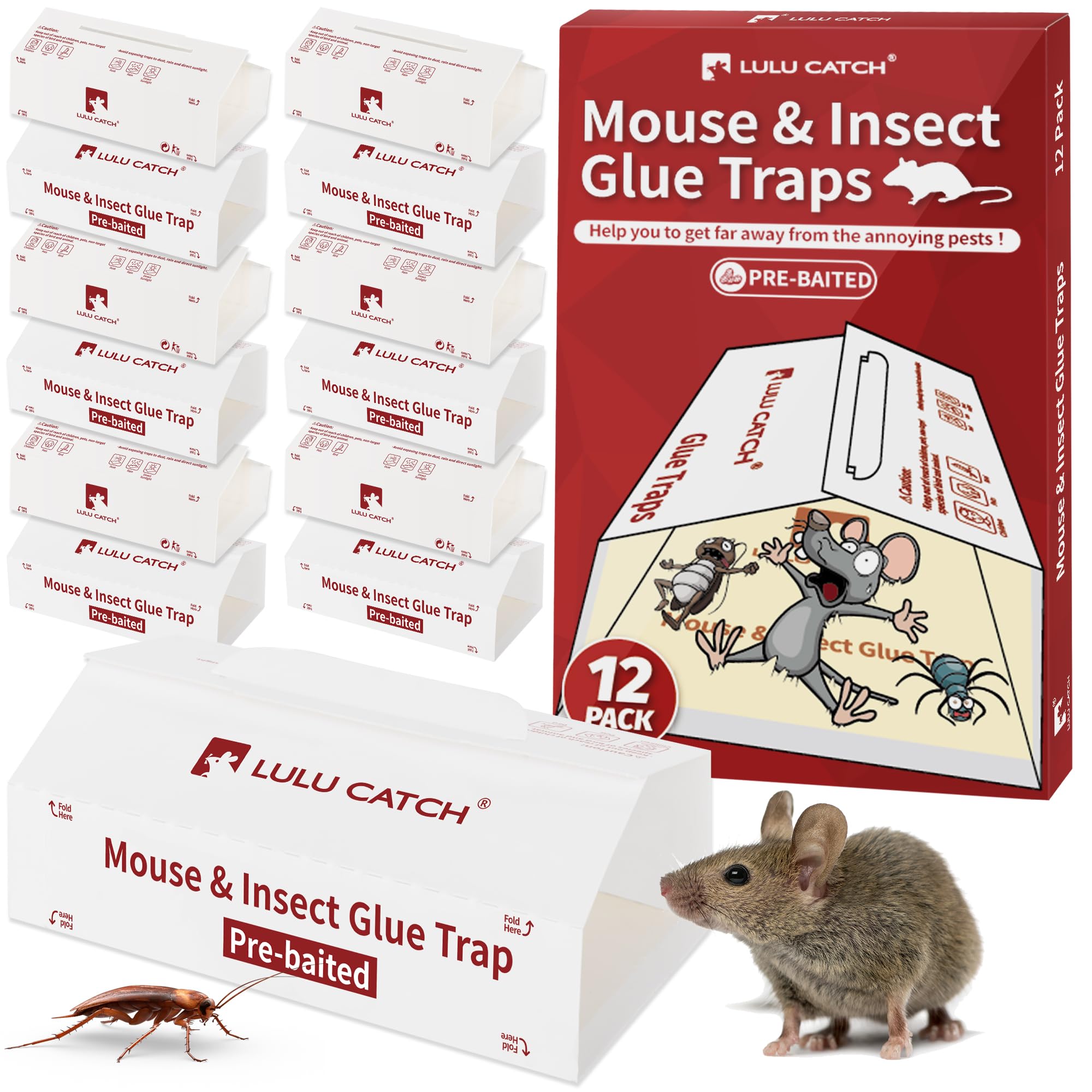 LULUCATCH mouse trap pack flat ready for indoor pest control.