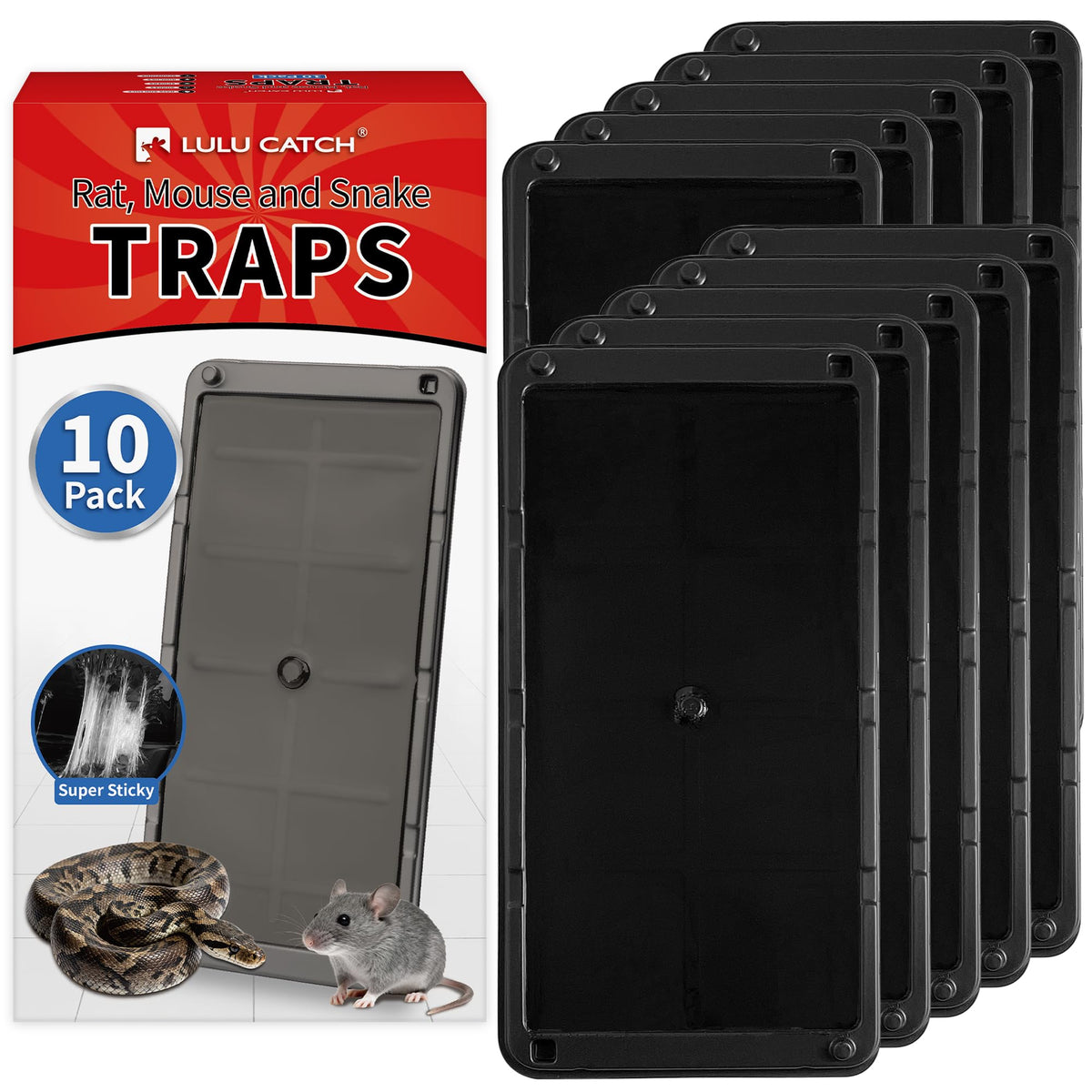 LULUCATCH glue trap tray: sturdy, large design for indoor rodent capture.