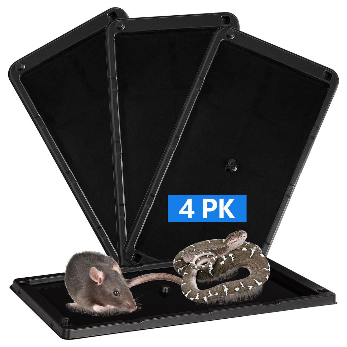 LULUCATCH mouse traps 4-pack with large trays capture bigger pests indoors