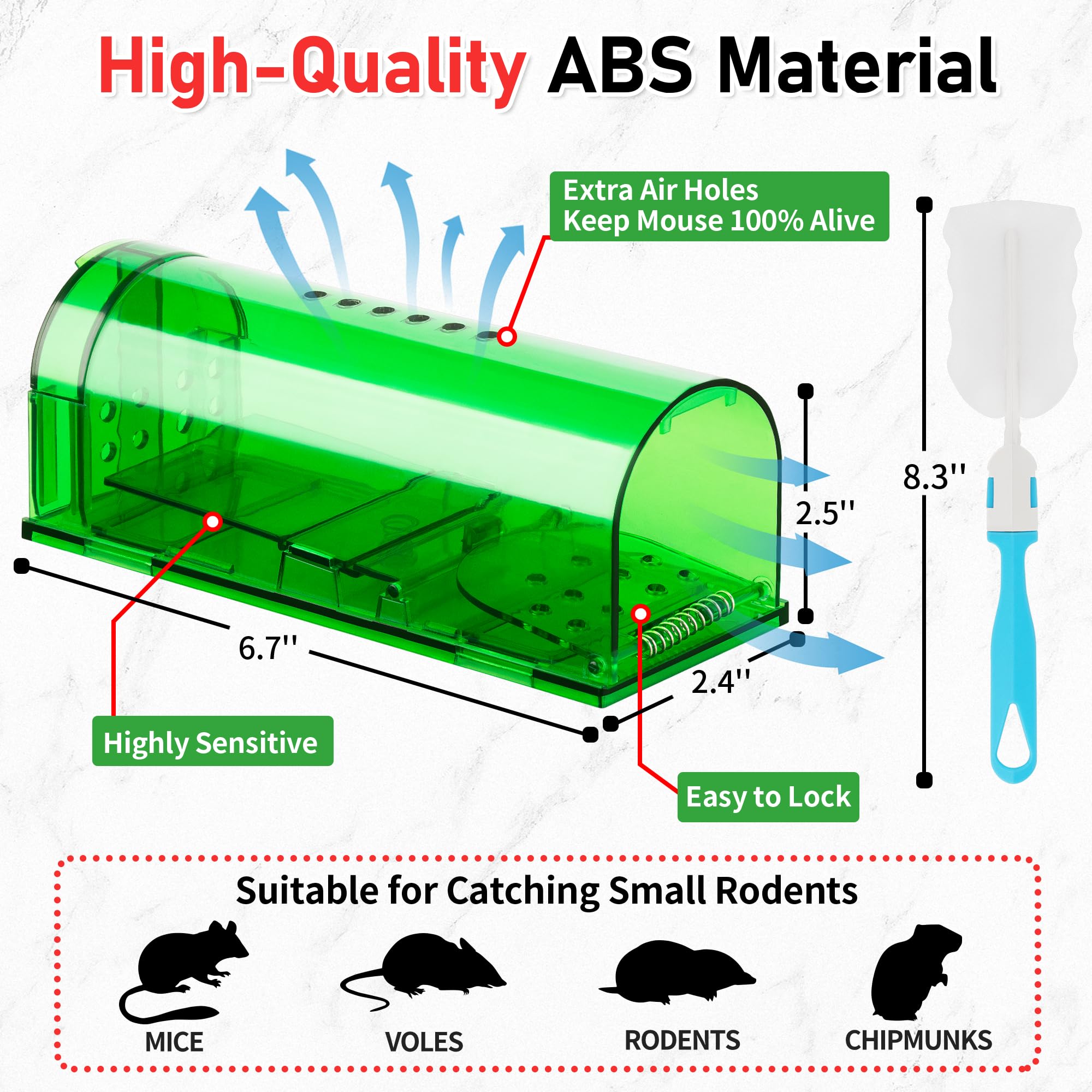 LULUCATCH no-touch release mechanism enables safe releasing of captured mice.