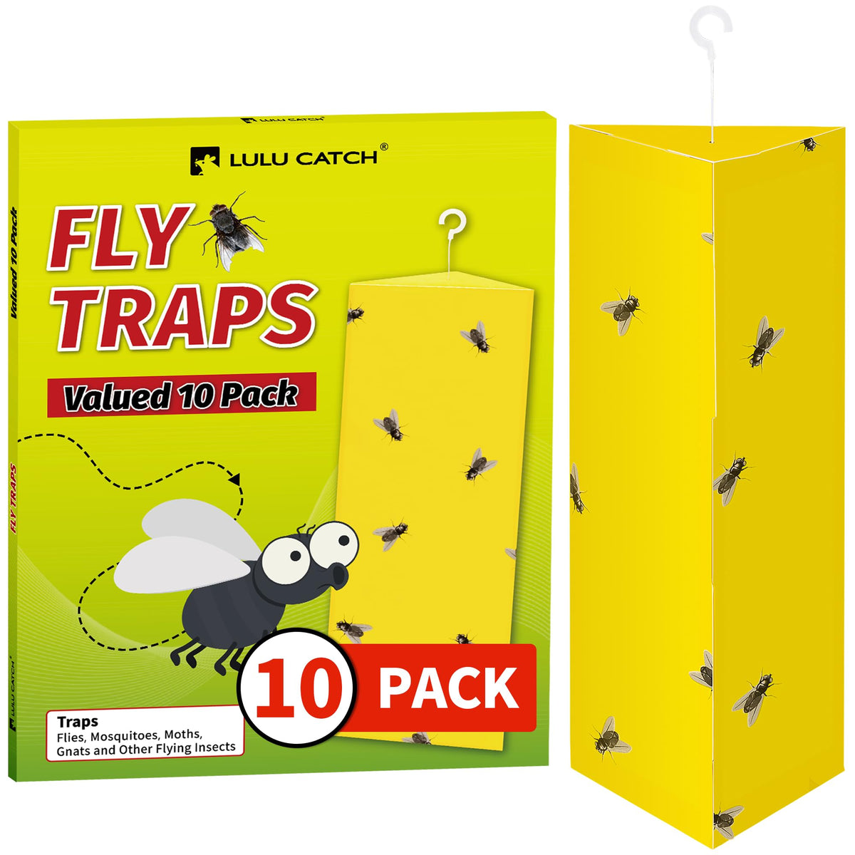 LULUCATCH sticky fly trap with hanging hook captures insects discreetly