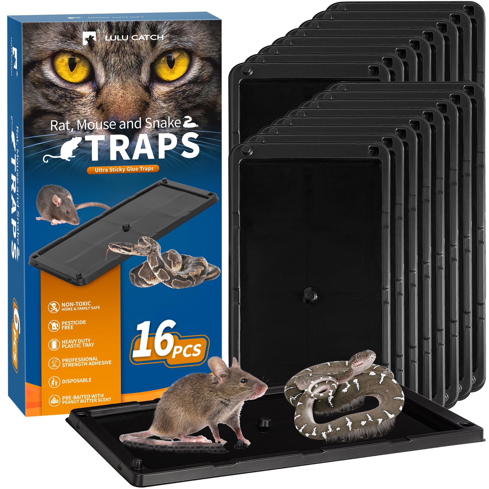 LULUCATCH sticky mouse trap 16-pack pre-baited for quick setup