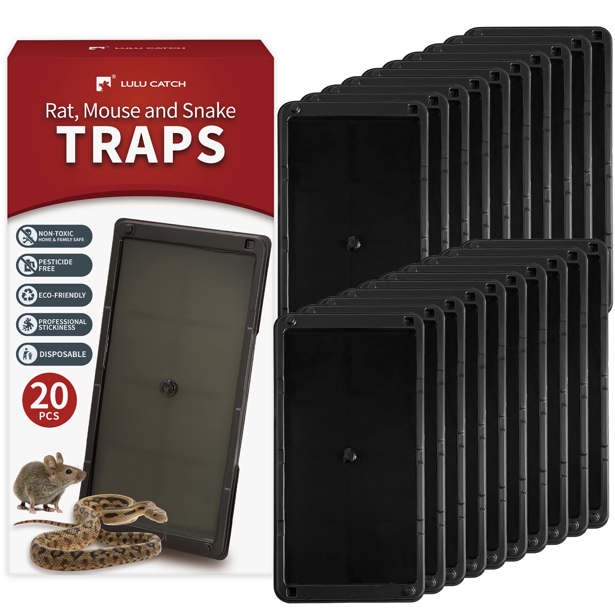 LULUCATCH super glue trap with large tray captures rodents indoors safely.