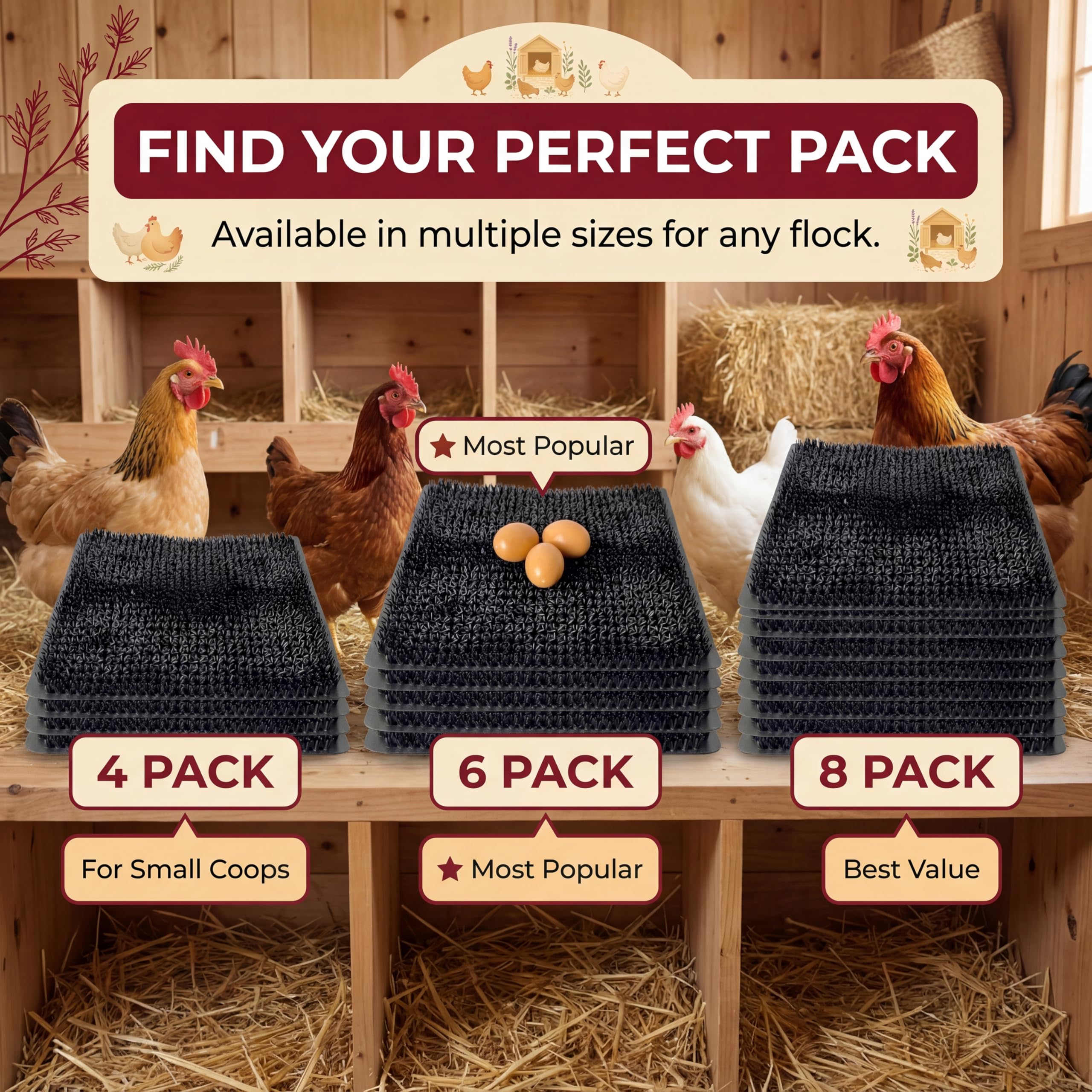 LUMERAM anti-slip surface protects eggs from cracks in the nest.