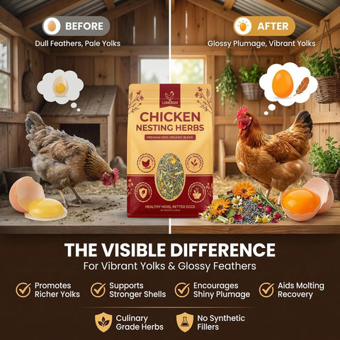 LUMERAM herbs help create a calm nest for relaxed hens.
