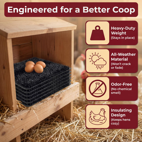 LUMERAM easy-clean nesting pads after use in coop
