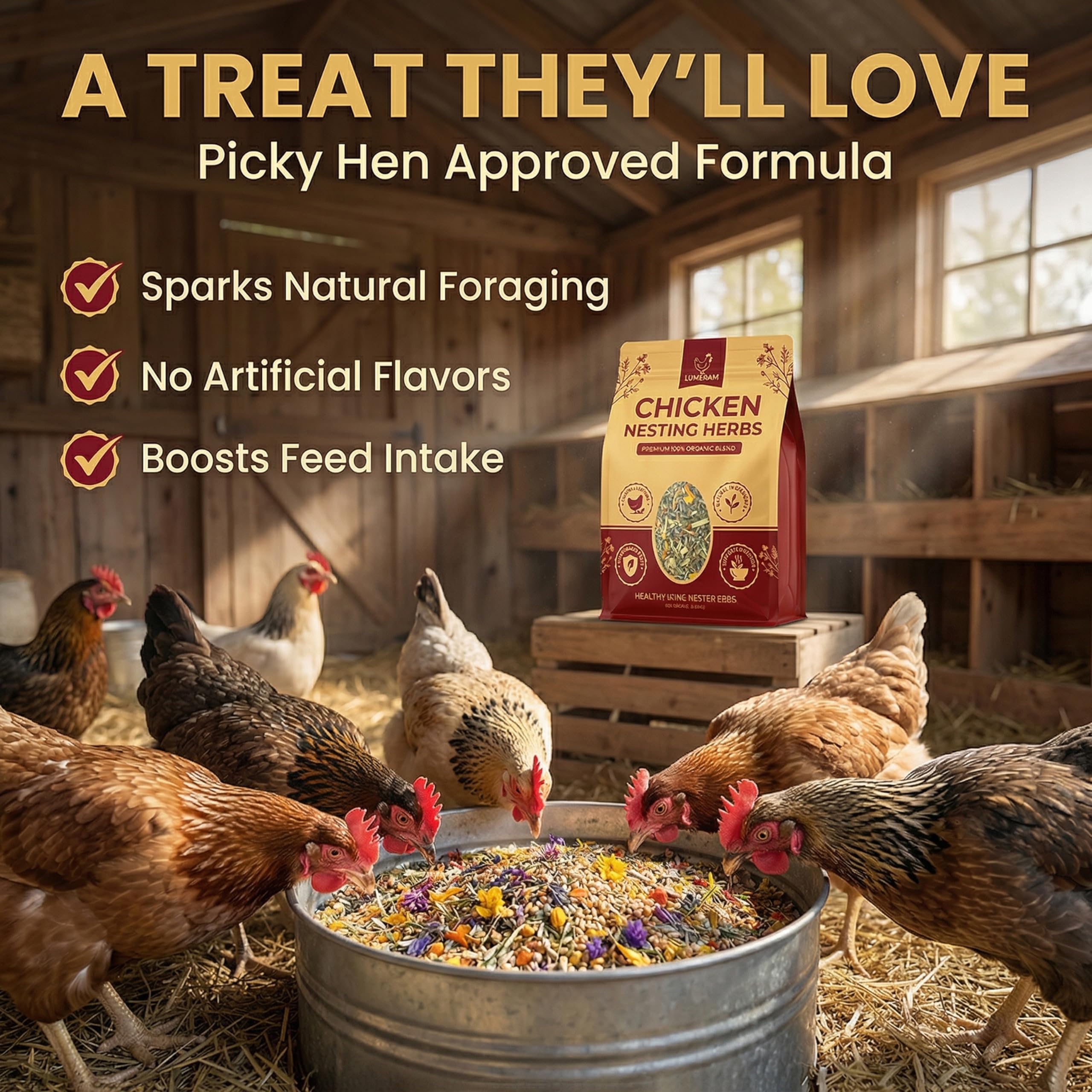 LUMERAM eases flock nesting across hens, ducks, and more.