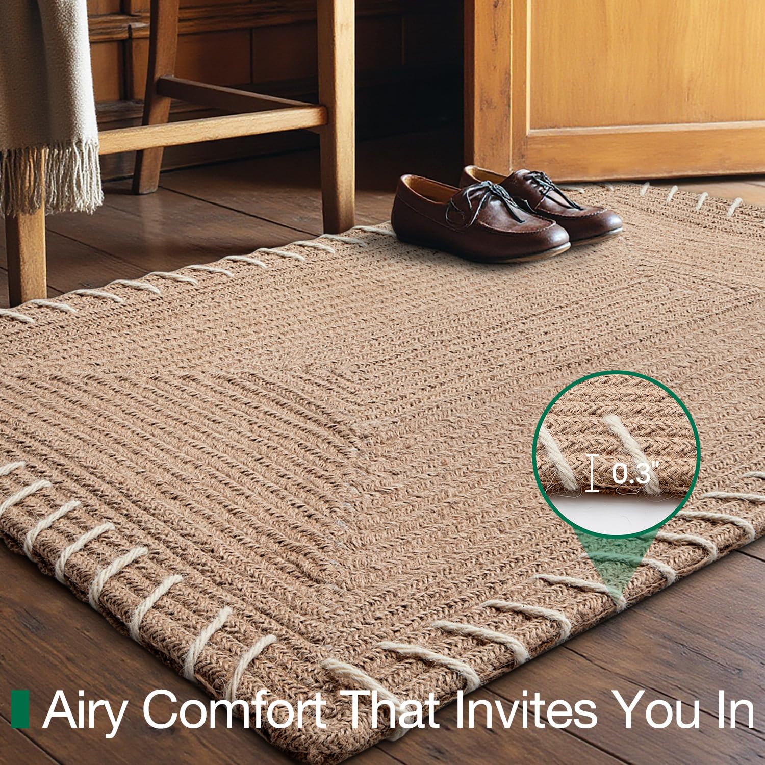 LUMI breathable jute entry mat helps keep floors dry.