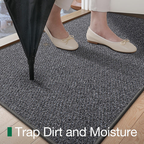 LUMI dark gray indoor mat resists stains and spills with ease.