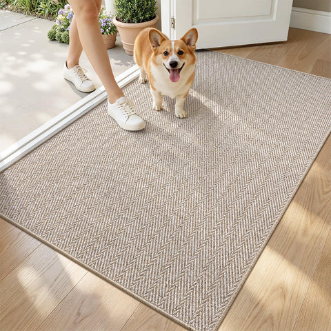 LUMI beige 32x48 door mat for entryways with a low-profile look.