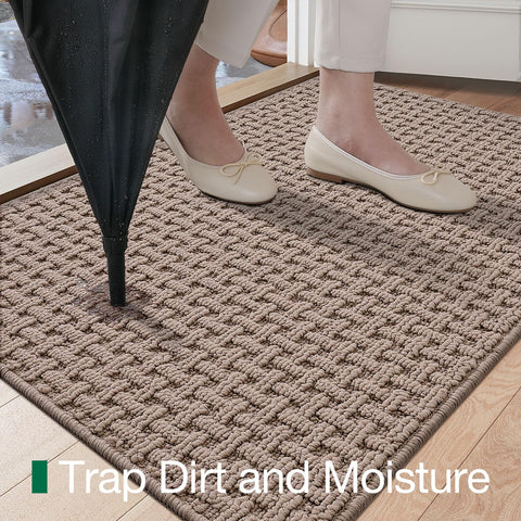 LUMI door mat non-slip back keeps it in place on hard floors