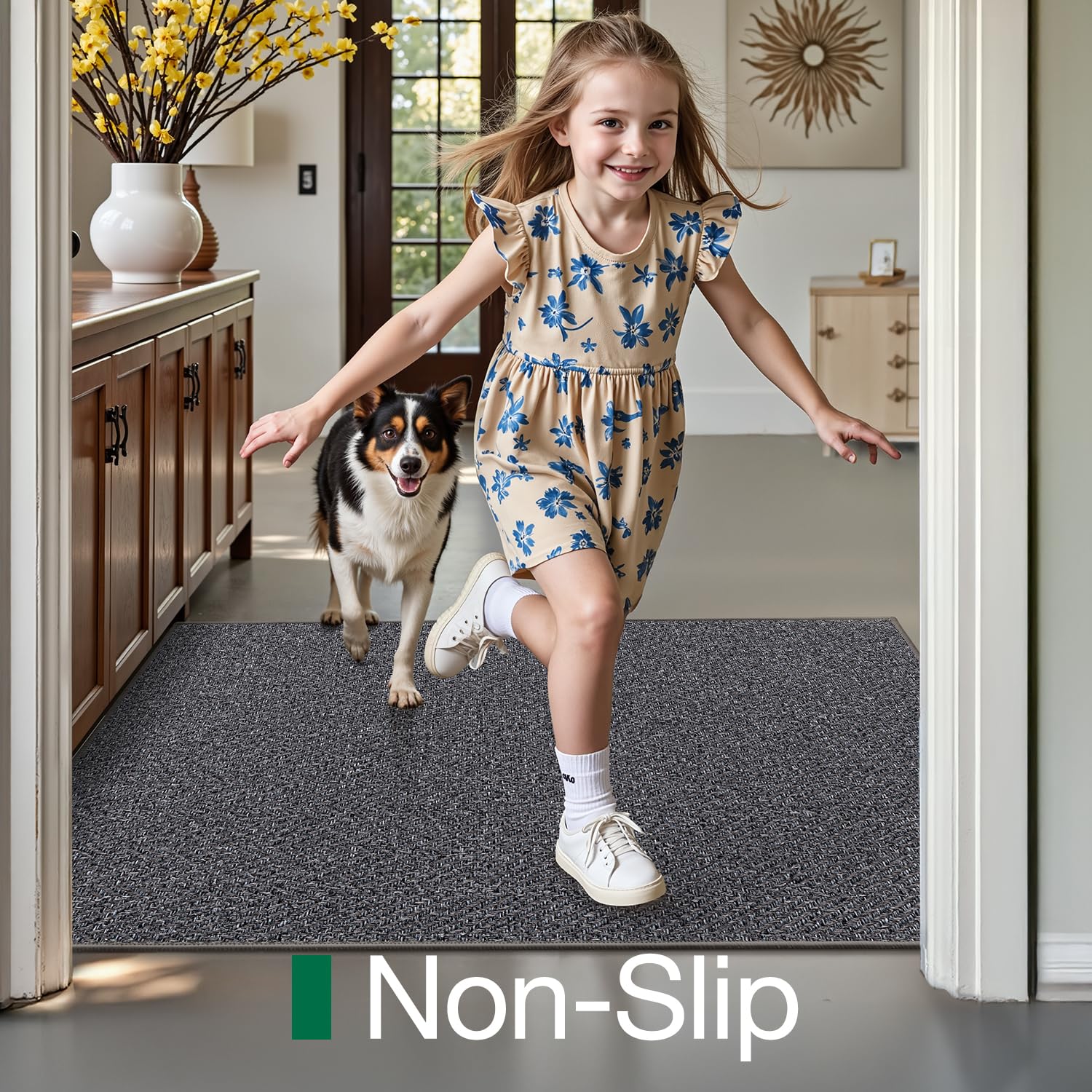 LUMI door mat fits neatly under furniture for tidy thresholds