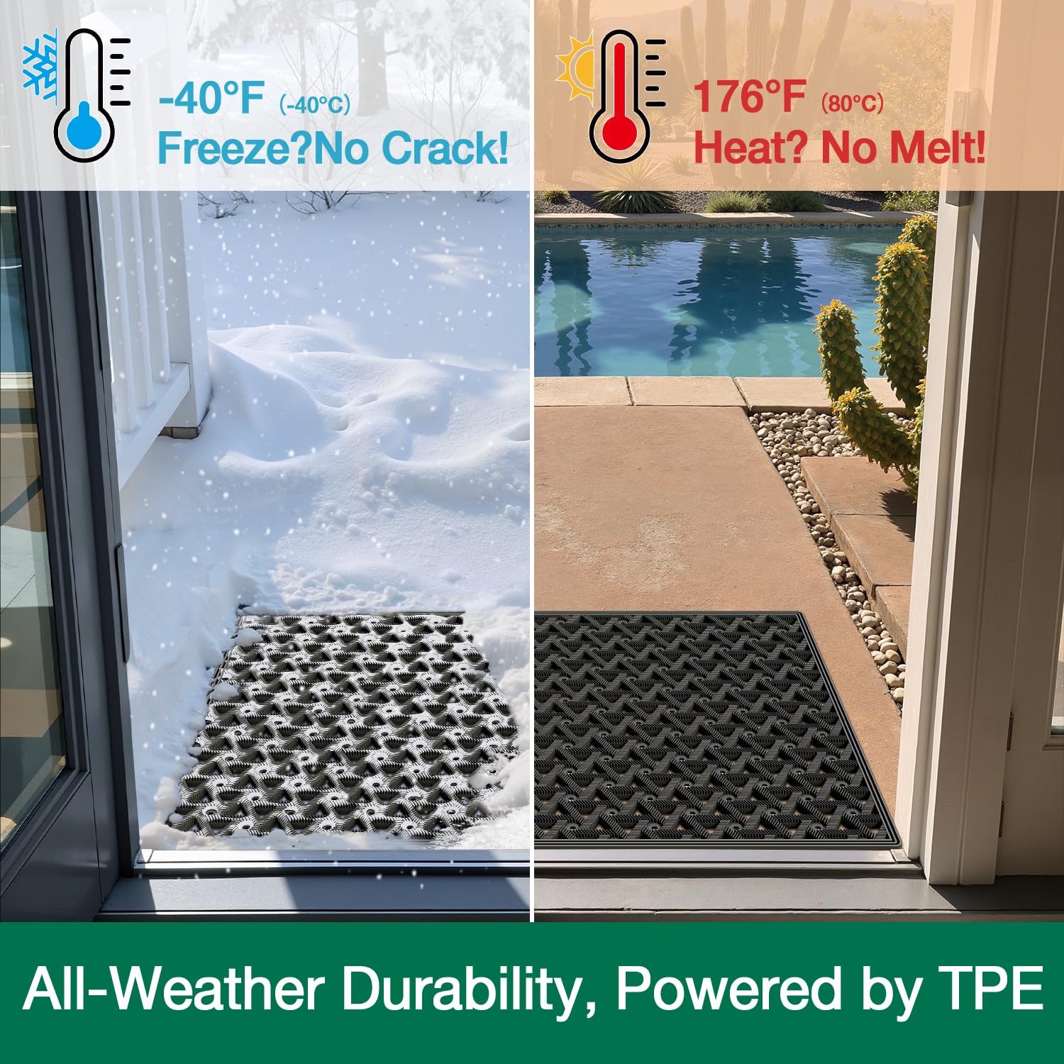 LUMI doormat easy-clean exterior supports fast rinse and quick maintenance.