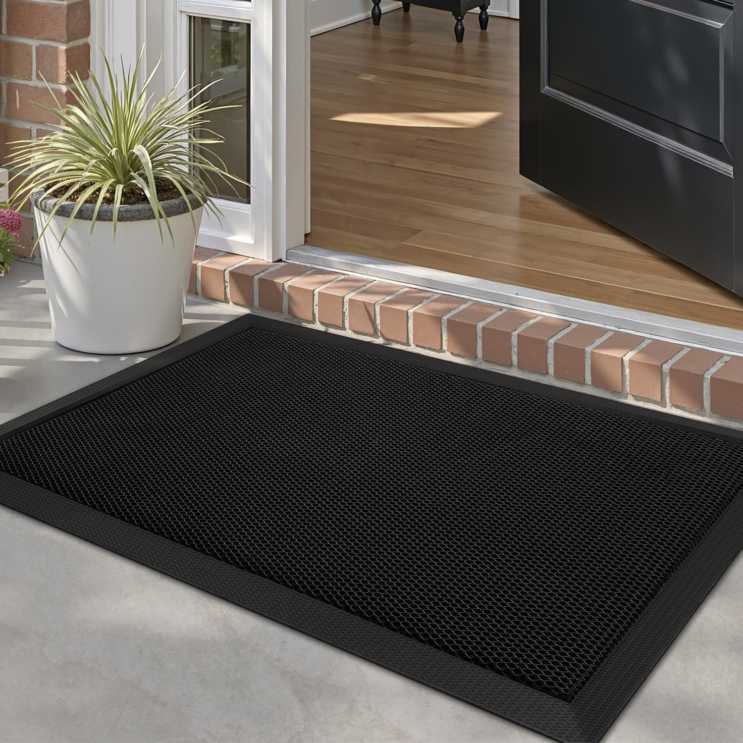 LUMI front door mat 24x36 exterior view protects entry from mud and rain