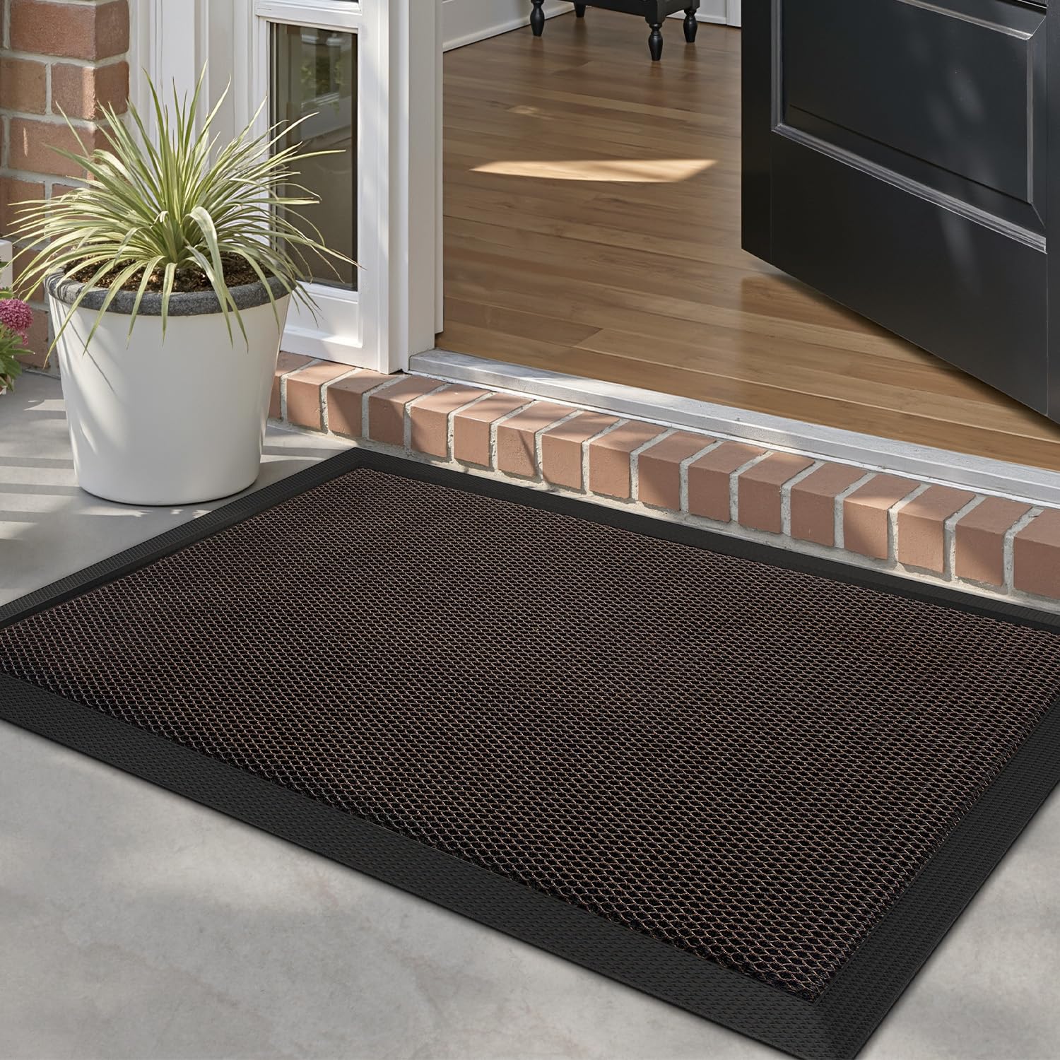 LUMI front door mat at outdoor entrance traps dirt for a cleaner floor