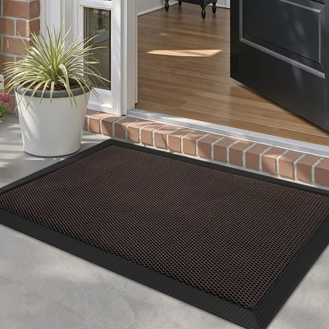 LUMI front door mat at outdoor entrance traps dirt for a cleaner floor