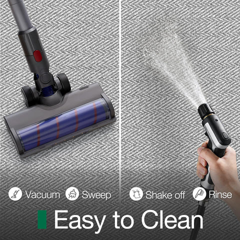LUMI gray door mat complements modern interiors while masking dirt between cleans.