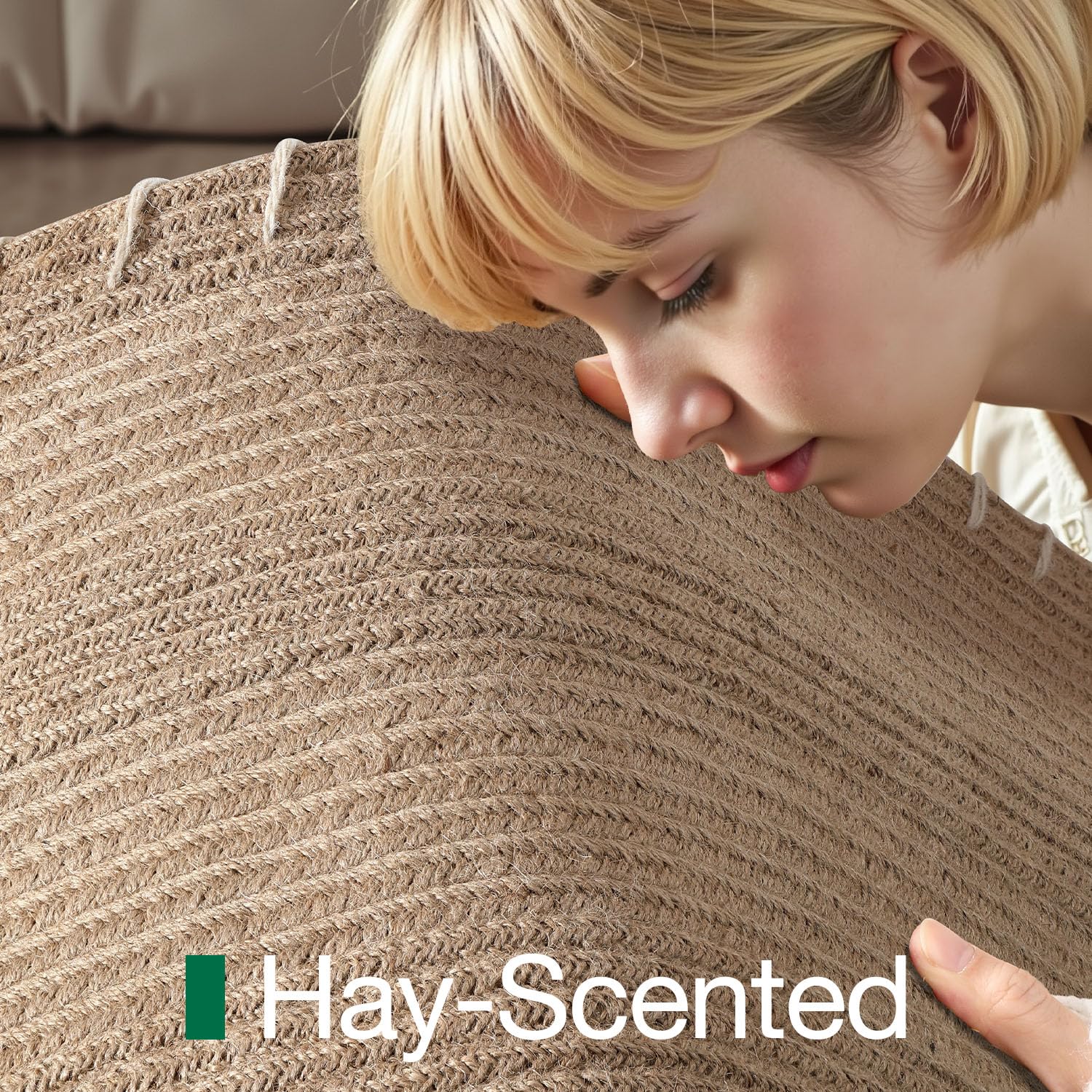 LUMI handmade jute weave adds rustic texture to your entry.