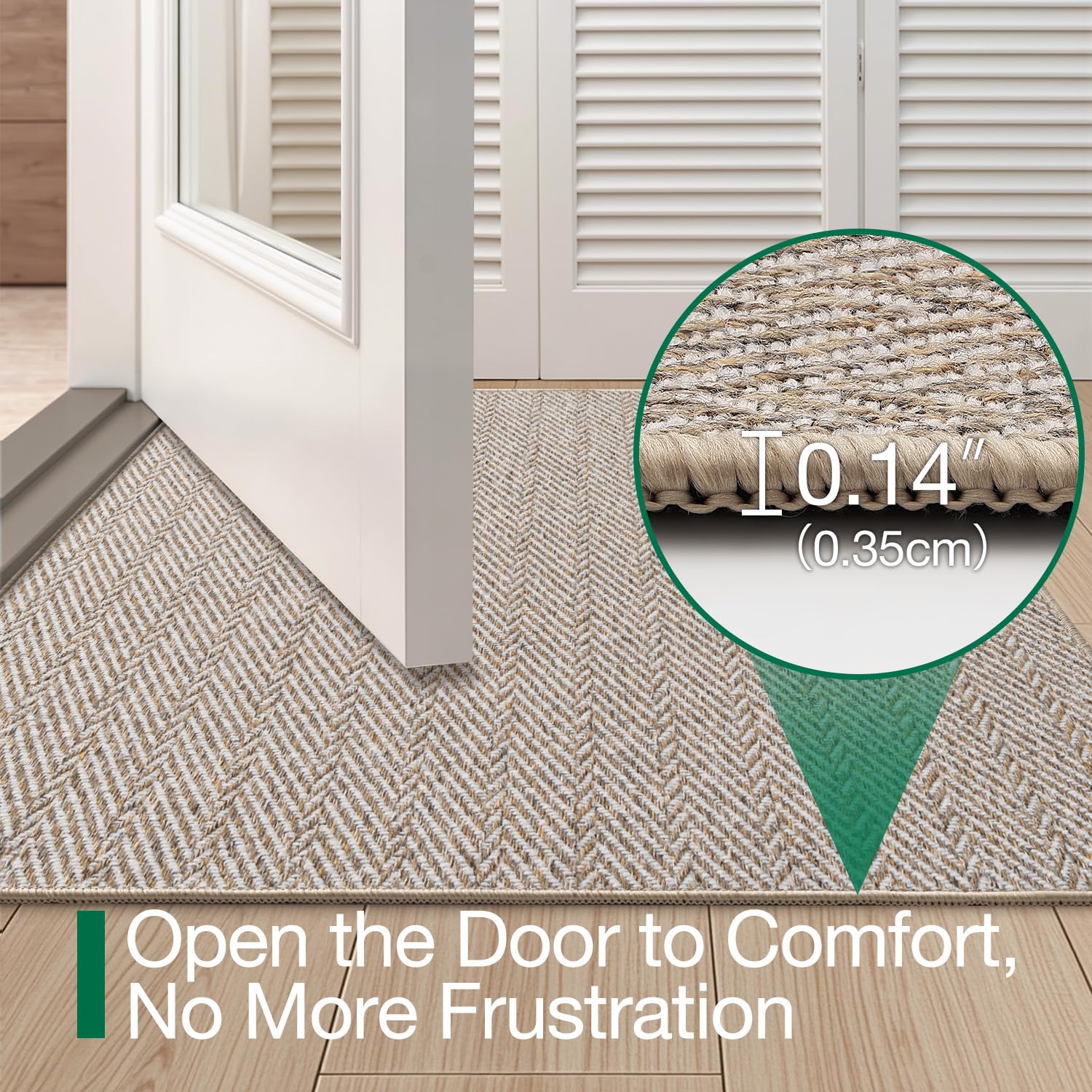LUMI herringbone entry rug adds subtle texture to foyers.