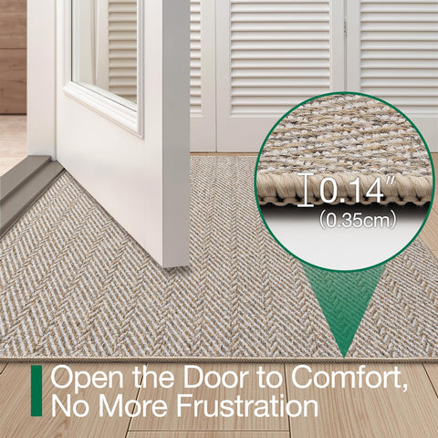 LUMI herringbone entry rug adds subtle texture to foyers.