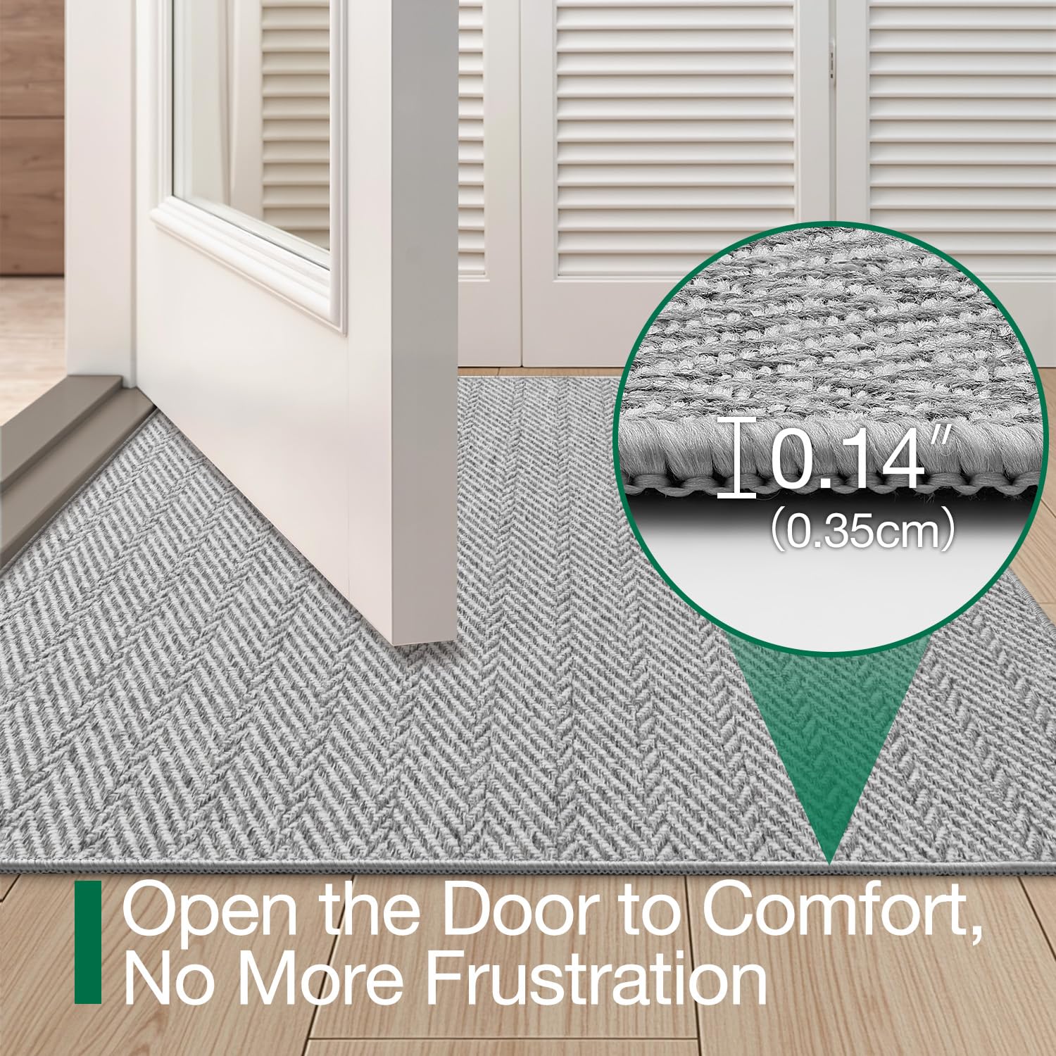 LUMI non-slip rubber backing keeps the mat in place on smooth floors.