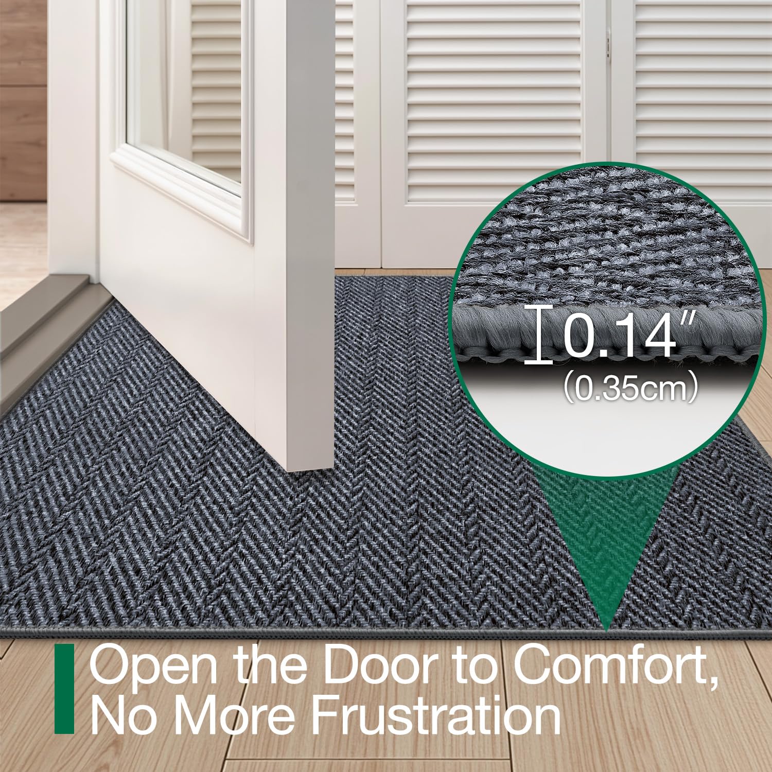 LUMI non-slip rubber backing keeps the mat secure on smooth floors.