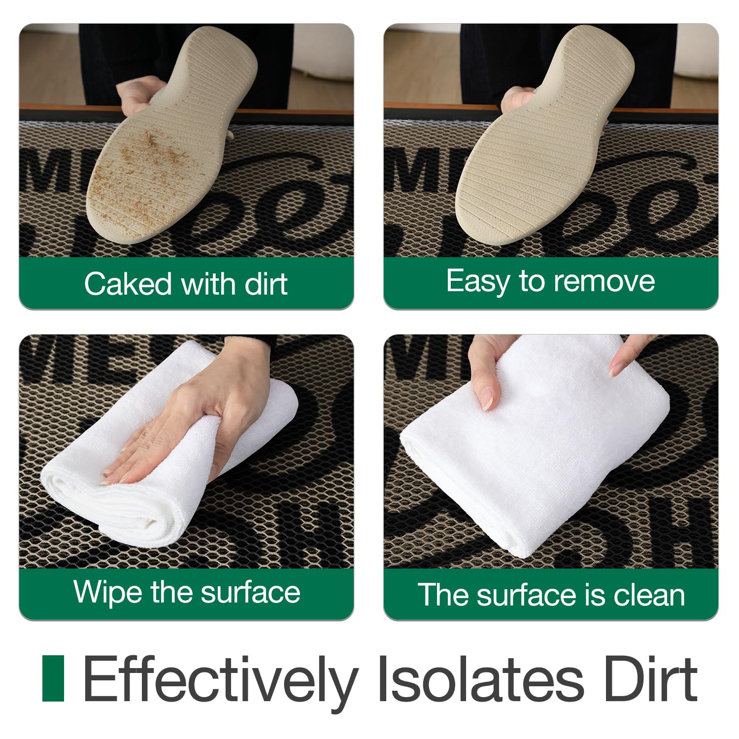 LUMI outside door mat entryway setup demonstrates safety and cleanliness for busy homes