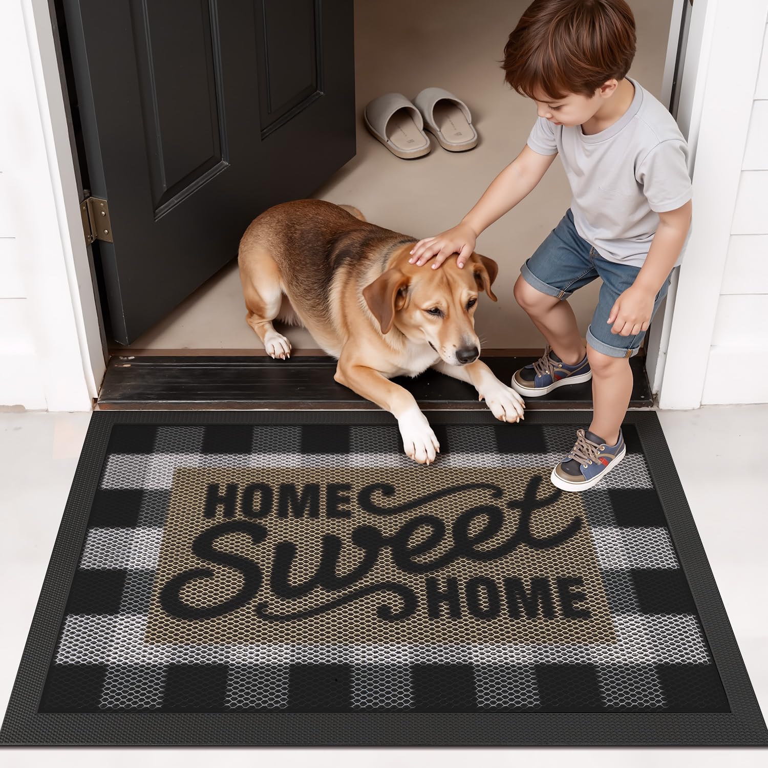 LUMI mat ideal for garage doors and terraces, guarding floors from dirt and moisture.