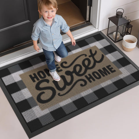 LUMI outside door mat compact-sleek image highlights a discreet footprint that fits under furniture