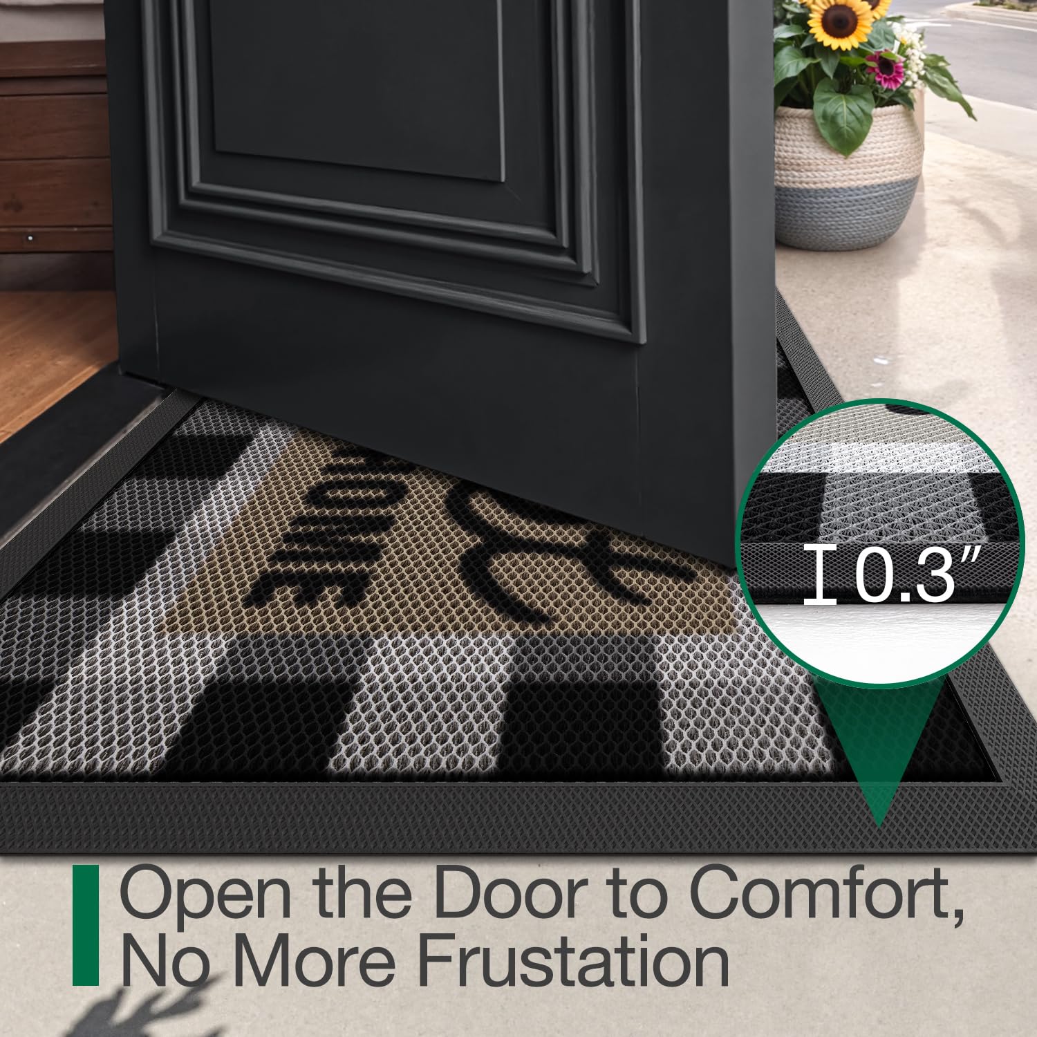 LUMI outside door mat with a low-profile design that fits under doors and furniture.