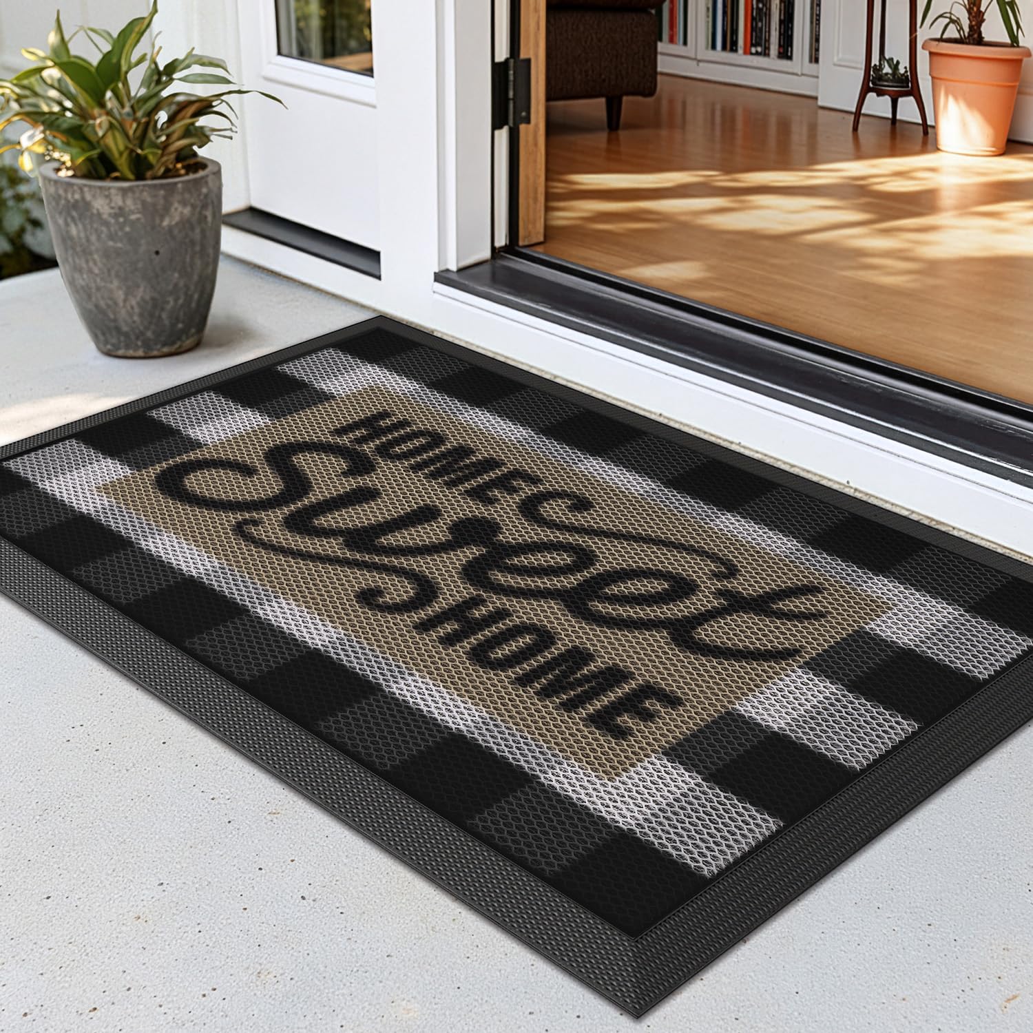 LUMI outside door mat with non-slip back for secure placement in entryways.