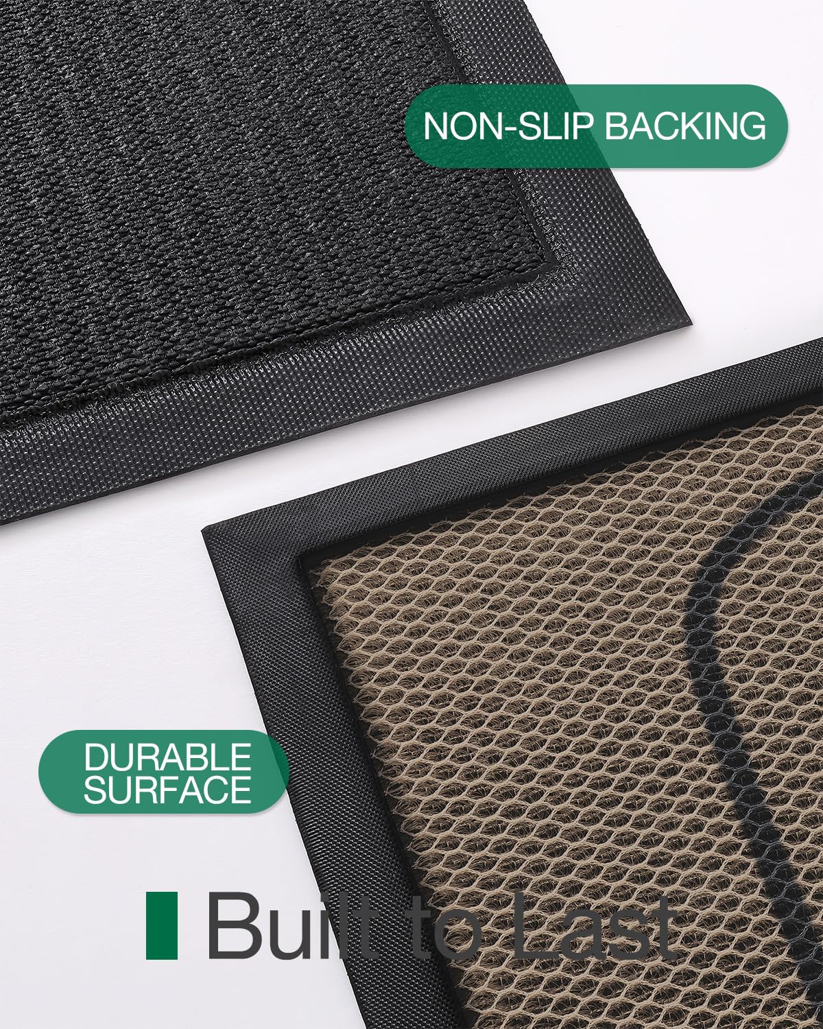 Dirt-trapping fibers of the LUMI mat catch moisture and debris at the threshold.