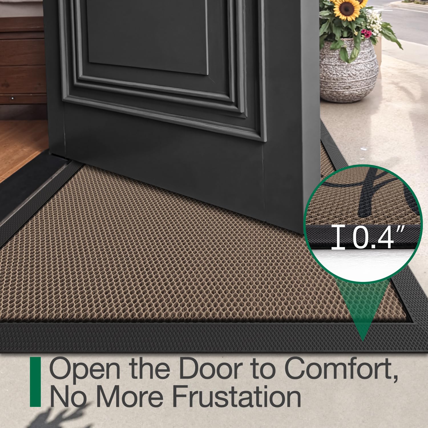 LUMI Outside Welcome Door Mat dirt-trapper fibers captures debris at the threshold