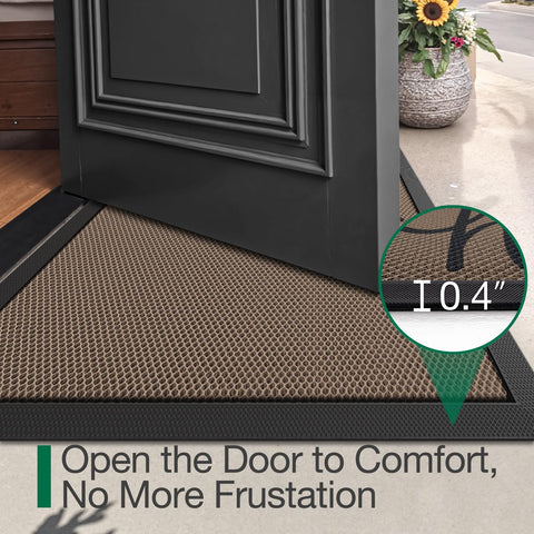 LUMI Outside Welcome Door Mat dirt-trapper fibers captures debris at the threshold