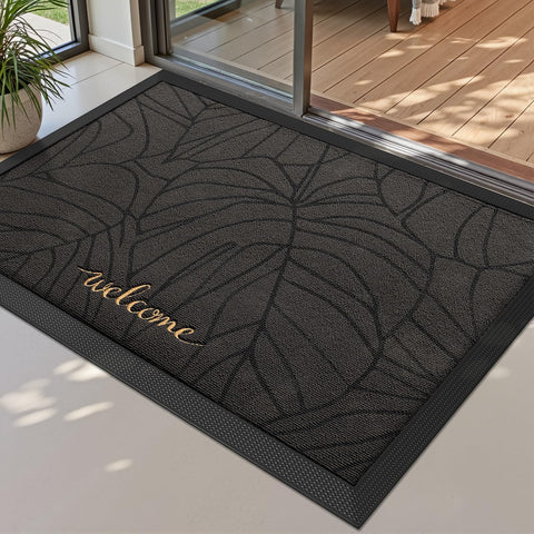 LUMI premium front door mat with embroidered tree design for indoor outdoor entry
