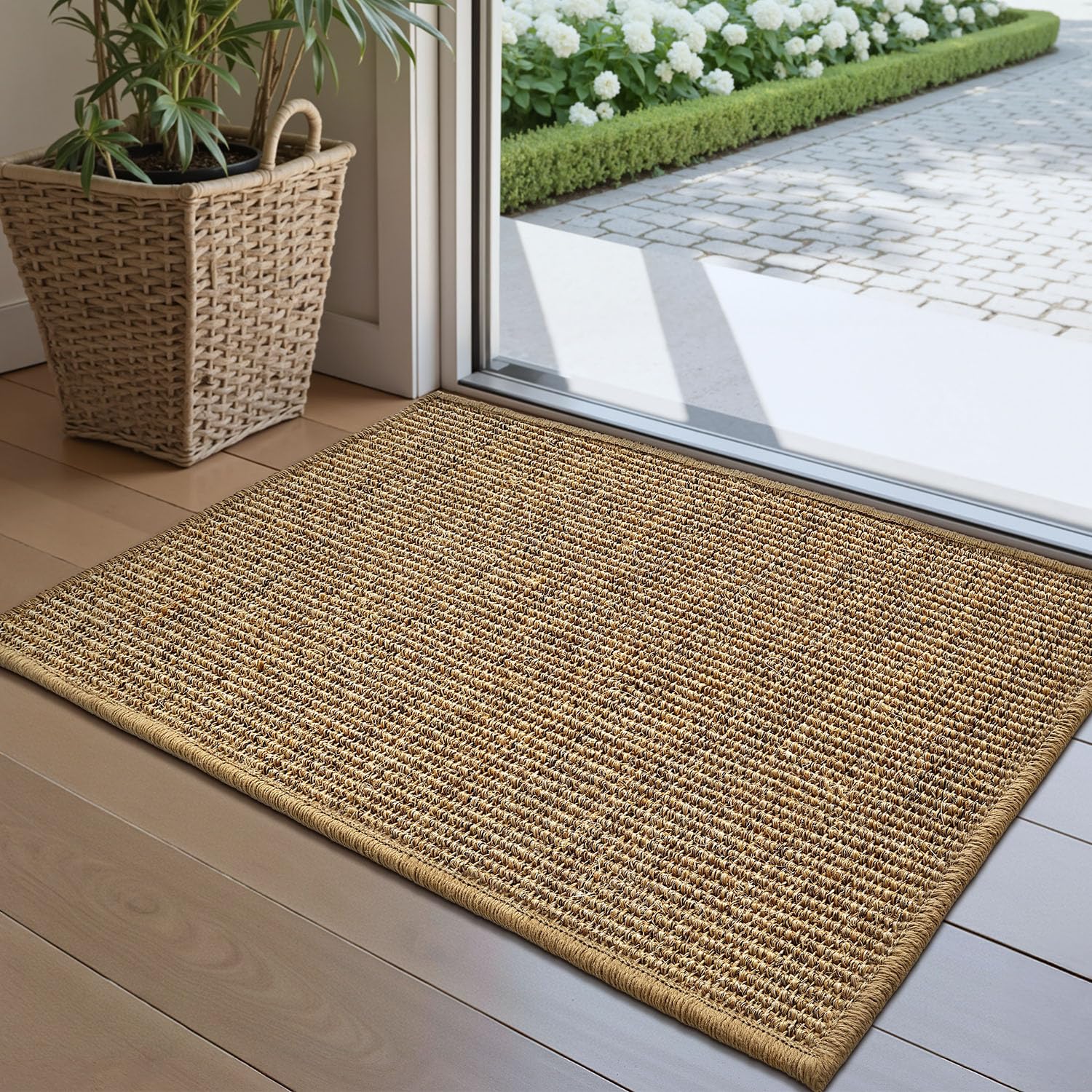 LUMI handwoven sisal door mat close-up showing breathable fibers and natural texture.