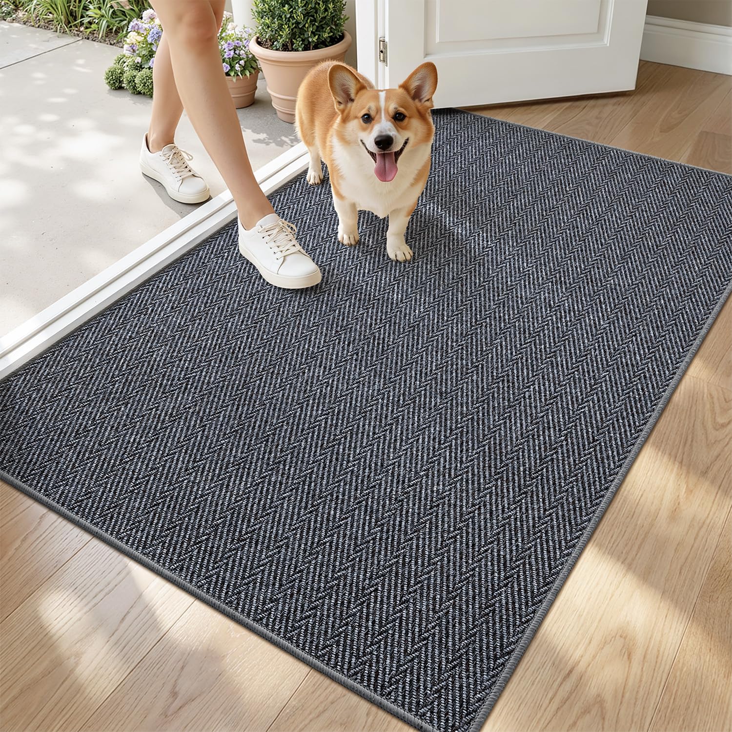 LUMI ultra thin door mat with slim profile for under-furniture entryways