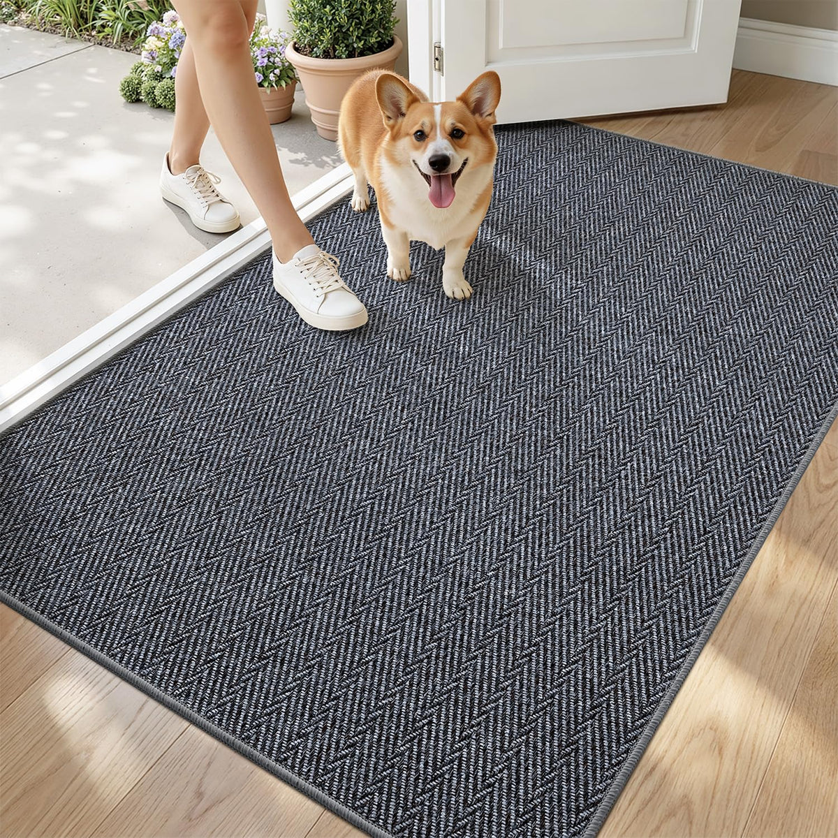LUMI ultra-thin door mat for entrance with low-profile design and anti-slip backing.