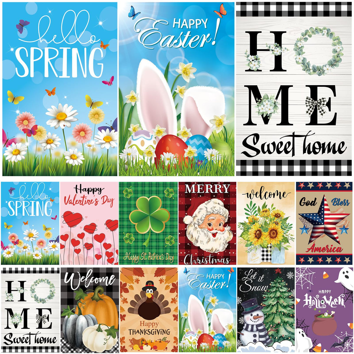Lumifan seasonal garden flag set, Christmas design, weather-resistant for year-round outdoor decor.